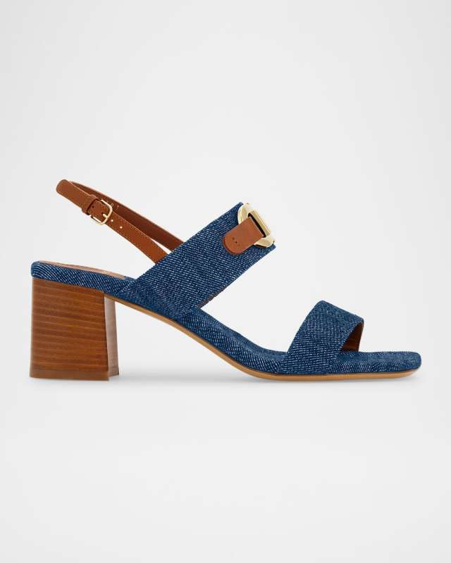 Lou Denim Gancio Slingback Sandals